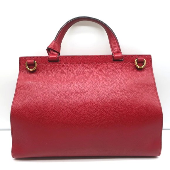 Gucci GG Marmont Small Top Handle Bag Red Grained Leather Crossbody - Picture 5 of 12